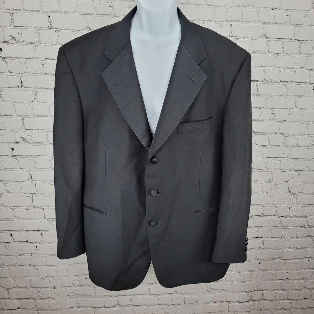 Vito Rufolo Black 100% Wool Comero Super 100's Tuxedo Suit Jacket Italy 44R
